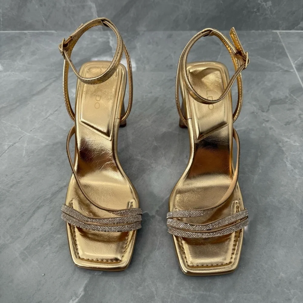 NWOT Women’s Aldo Melena Embellished Rhinestone Ankle Strap Shimmer Heels Size 9 - Picture 2 of 16